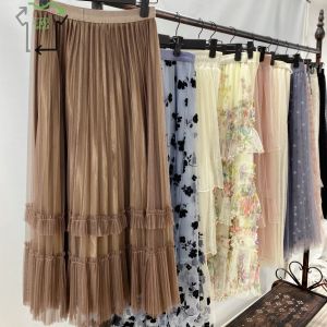 Elegant Ladies Stylish Tulle Floral Used Skirts Thrift Embroidery Mesh Second Hand Dress