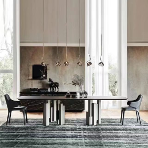 Sintered Stone Nordic Style Dining Table Modern Marble Ceramic Top Rectangle Dining Room Home Furniture Dining Table and Chair Set