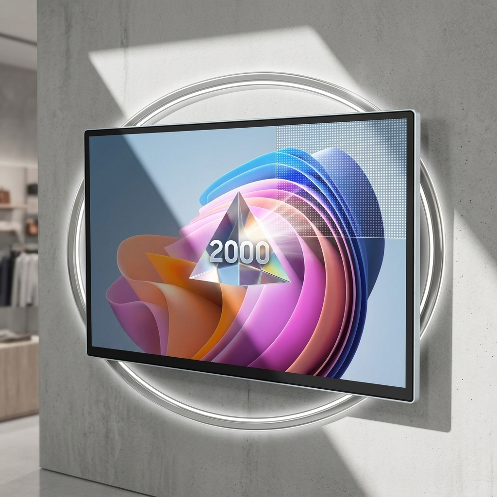 55 Inch 4K UHD AI Wall-Mounted Digital Signage Display with Audience Analytics and Cloud CMS