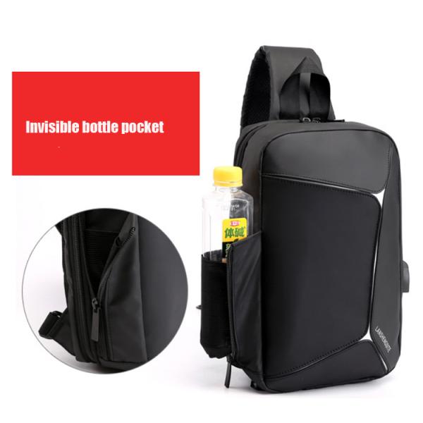 PU Mens Sling Crossbody Bag Waterproof Sling Pack  With USB Cable BSCI