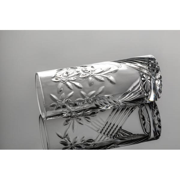 Embossed Clear Shaped Glass Vases 24.8cm Lead Free Crystal Cylinder Vase