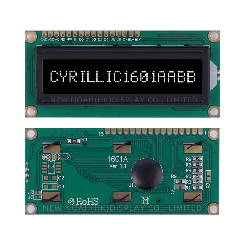 Cyrillic BTN Black Film  1601A Character LCD Module 16 PIN  High Brightness LCD Screen