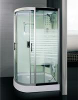 White Stripe 5mm Oughened Glass Sliding Door Shower Room ABS Tray
