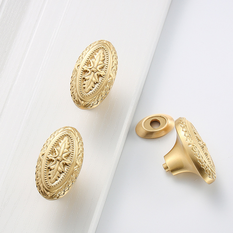 Nordic Style Single Hole Hardware Gold Solid Brass Modern Furniture Door Knob for Dresser Wardrobe Cabinet Easy Installation