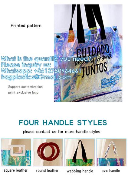Eco-Friendly Waterproof Convenience Laser Pvc Beach Tote Bag Tote Pvc Bag Customizable Purses Ladies Transparent Jelly Tote Handbags Women PVC Hand Bags