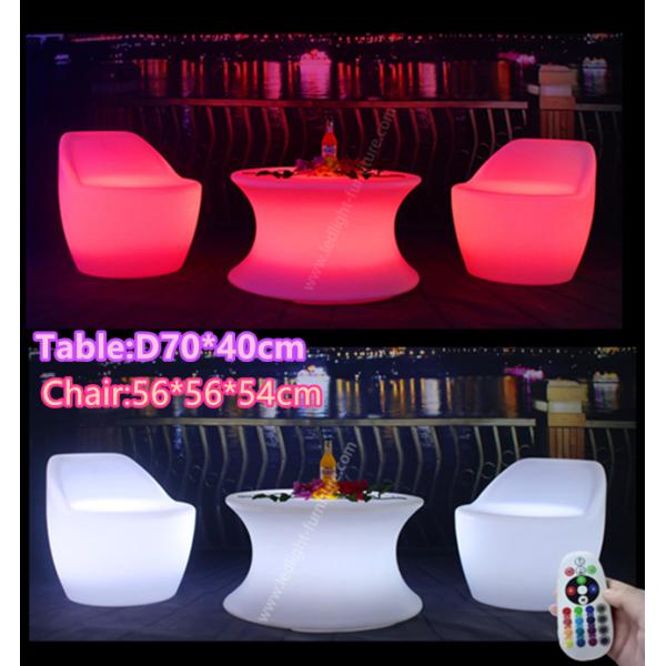 Illuminated Furniture Type LED Coffee Table Set With Rechargeable RGB Light