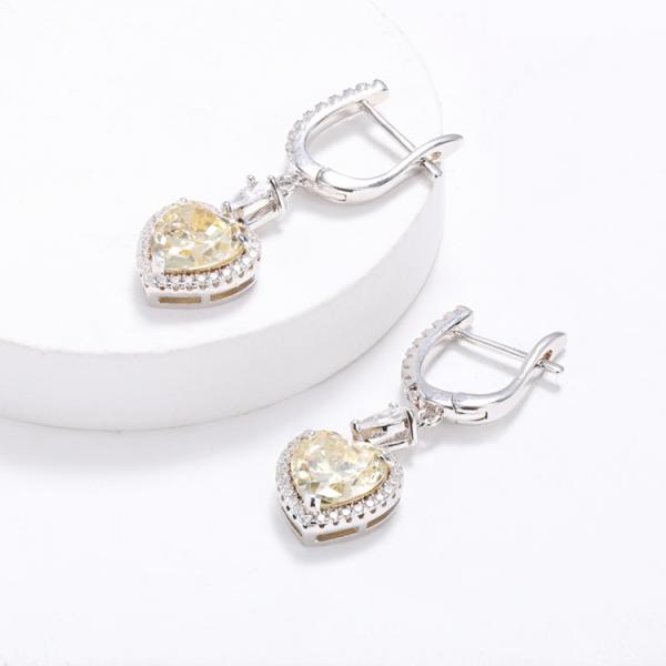 OEM Love Heart Diamond Earrings 925 Sterling Silver Love Heart Earrings