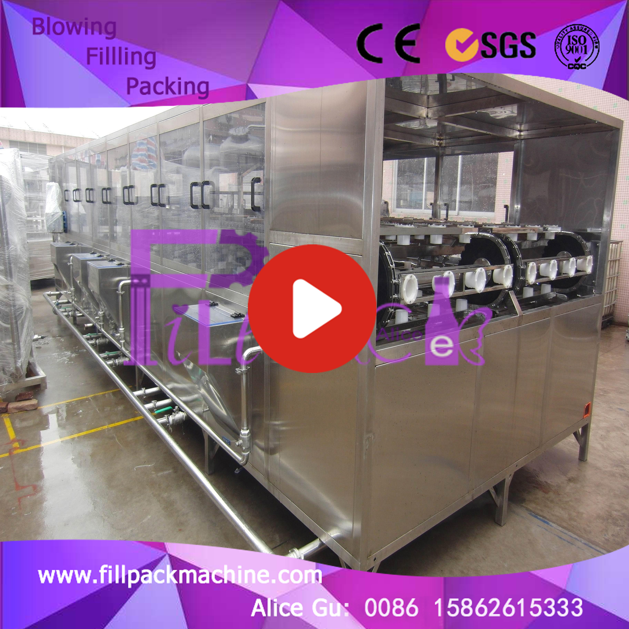 Automatic 1200BPH 5 Gallon Water Filling Machine / Line  With Stainless Steel