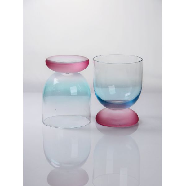 Handblown Crystal Wine Glass Goblet with Two-color Gradient Frosted Base and 300ml Capacity for Wine Cocktail and Home Decor