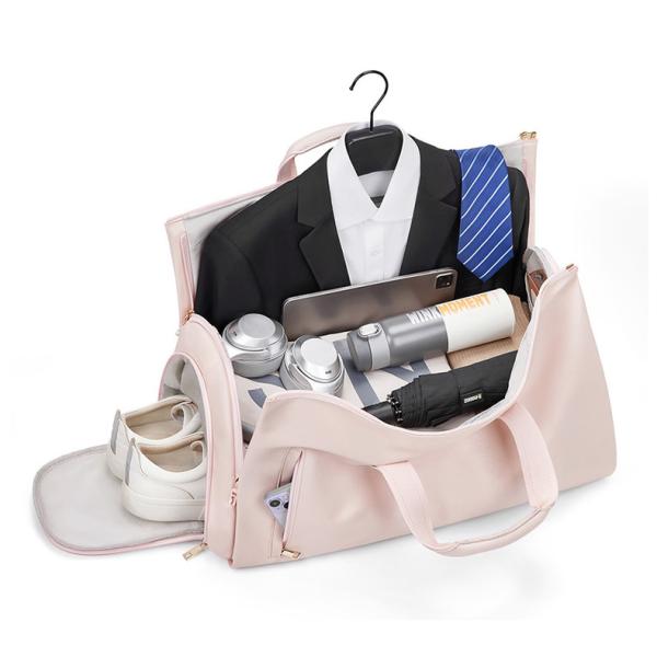 PU складная розовая кожаная сумка для путешествий