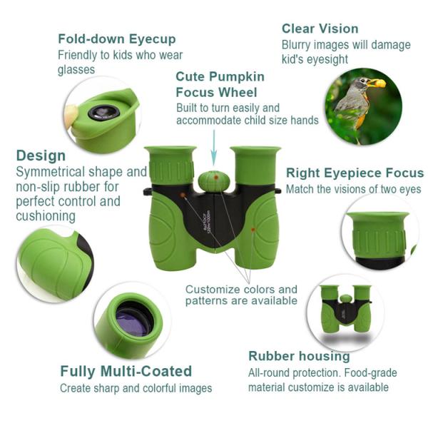 Оптически бинокли 8x21 для детей сотрясают бинокли детей призмы доказательства Bak4 с ремнем шеи