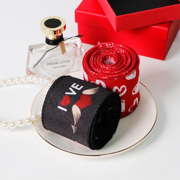 Christmas Decoration 63MM Wired Burlap Ribbon with Sweet Bear Print Wired Ribbon