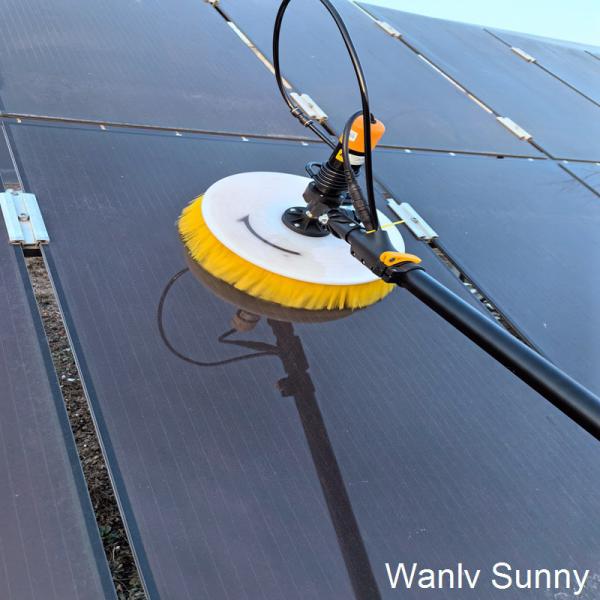 Pincel giratório semiautomático Wanlv Sunny Single Head para limpeza de painéis solares Certificado CE e 3,5 metros de pólo de alimentação de água ajustável