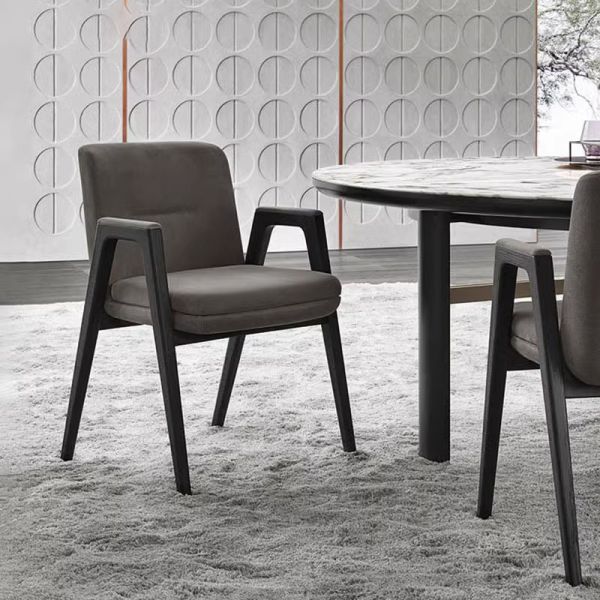 New Arrival Commercial Restaurant Seating Upholstered Dining Chair with Armrest Solid Wood Frame for Cafe Hotel Dining Room
