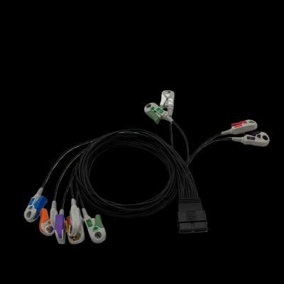 10-Lead ECG Holter Cable with TPU Jacket Compatible for Schiller MS-12 and Cardiovit FT-1