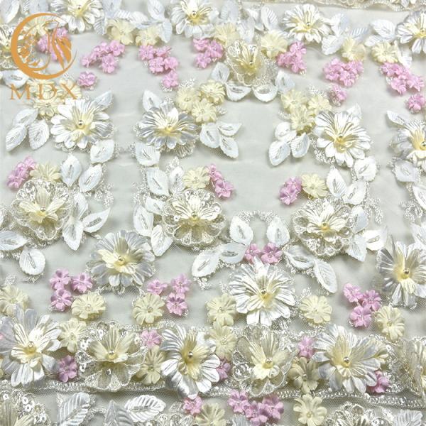 3D цветет Bridal Soluble тканей шнурка вышивка 1 двора Multicolor