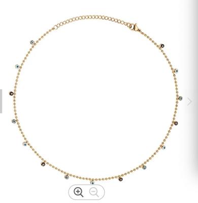 18K Gold Plated Stainless Steel Jewelry Ball Chain Epoxy Eye Ball Charms For Ladies