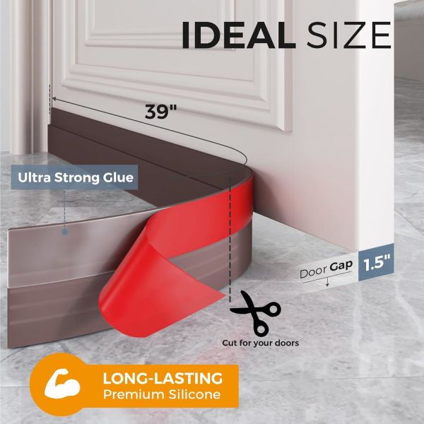 Door Draft Stopper with Soundproof Weather Stripping Single Sided Adhesive Door Sweep and Blocker