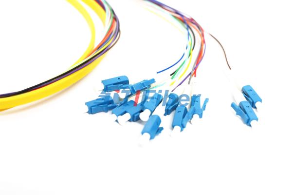 LC  Single Mode Pigtail Optical Fiber With 12 Core Ribbon Fiber Cable