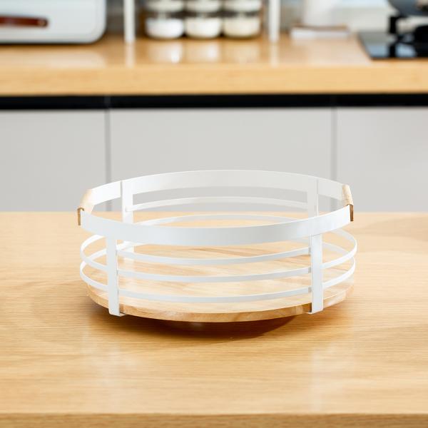 Single Tier Modern Kitchen Organiser Wire Storage Basket with 360 Rotatable Iron