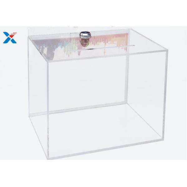 Fashion Acrylic Charity Box / Transparent Acrylic Donation Box With Lock