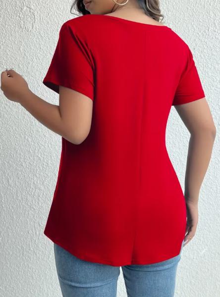 2026 New Arrival: Plus-Size Printed Short-Sleeve T-Shirt for Women – Casual, V-Neck, Loose-Fitting, Comfortable, and Versatile Top