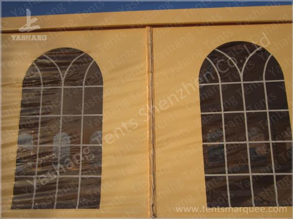500 Seater Outdoor Party Tents Mud-Yellow Tarpaulin Aluminium Frame Marquee 15x45 M