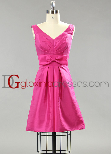 2013 A-line v-neck pleated short taffeta pink bridesmaids dresses BMGD3030