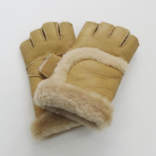 Manufacturer customized double face lamb fur fingerless gloves