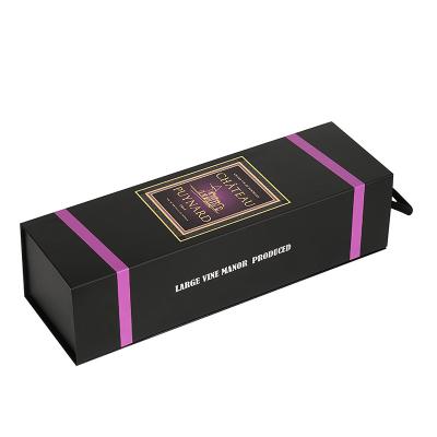 Boîte cadeau de vin magnétique en carton dur légère personnalisée avec poignée