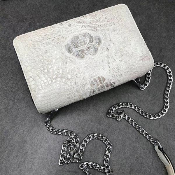 Authentic Crocodile Skin Women White Flap Bag Genuine Alligator Leather Lady Small Purse Female Single Shoulder Bag