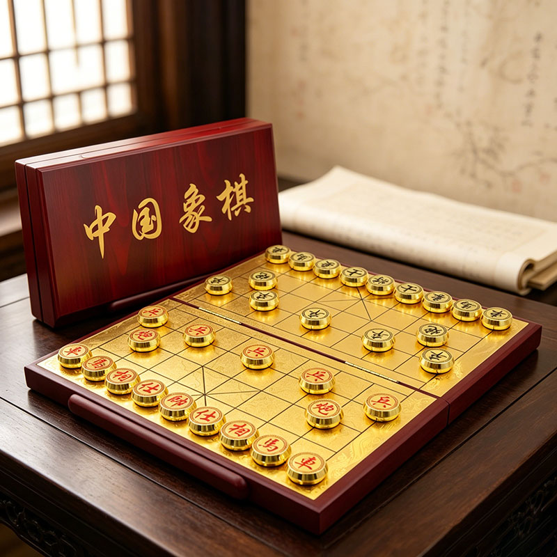 Professional Zinc Alloy Chinese Chess Set with Foldable Design and Customized Logo for Game Store Wholesale
