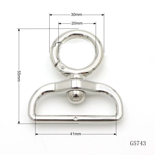 Zinc Alloy Swivel Snap Hook Nickel Plated Heavy Duty Swivel Hooks 38mm
