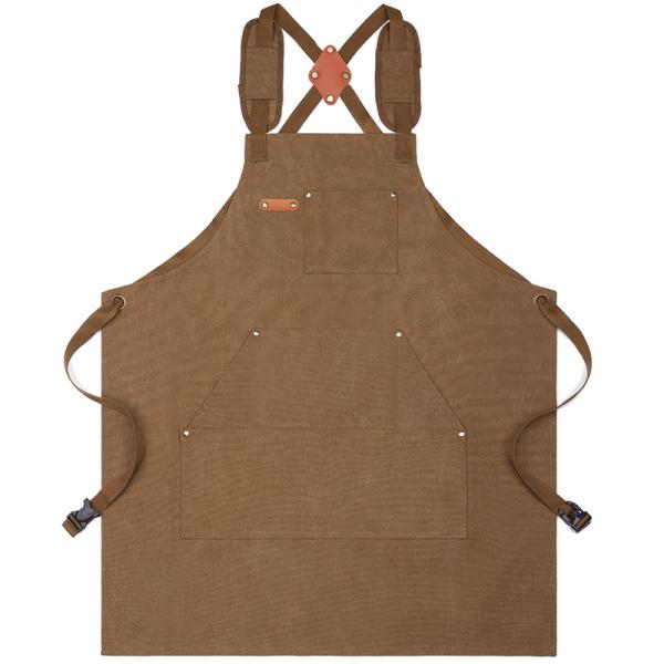 Wait Staff Uniform Waterproof Chef Apron for Cafe Restaurants Kitchen in Cotton Canvas