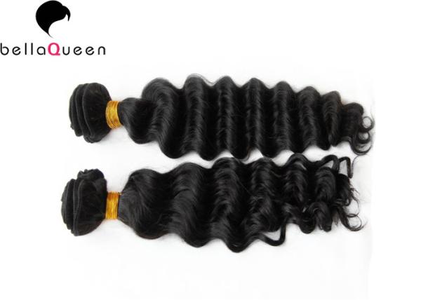 Trama profunda preta natural do cabelo da onda 6A Remy extensões do cabelo humano de 100 por cento para meninas