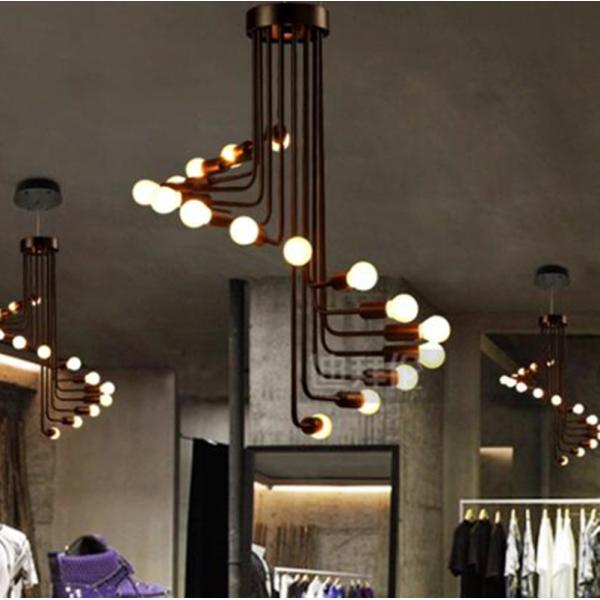 Black Staircase Pendant Lamp Multiple Retro lustre Led loft Pendant Lamp Home E27 spider lamp(WH-VP-98)