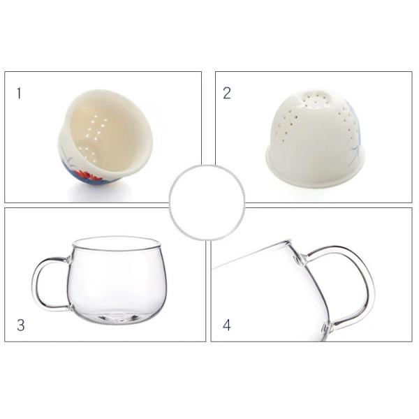 Чашка Инфузер чая боросиликатного стекла с емкостью керамического фильтра/крышки 280мл