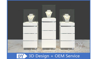 Anti - theft Wooden Glass Jewelry Showcase Display For Shopping Mall