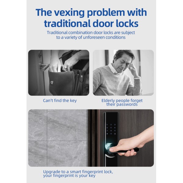 YAGU Smart Office Secure RFID Key Card Lock Digital Door Lock with Keyless Key Cylinder for Wood Doors for Hotel TTlock&TUYA