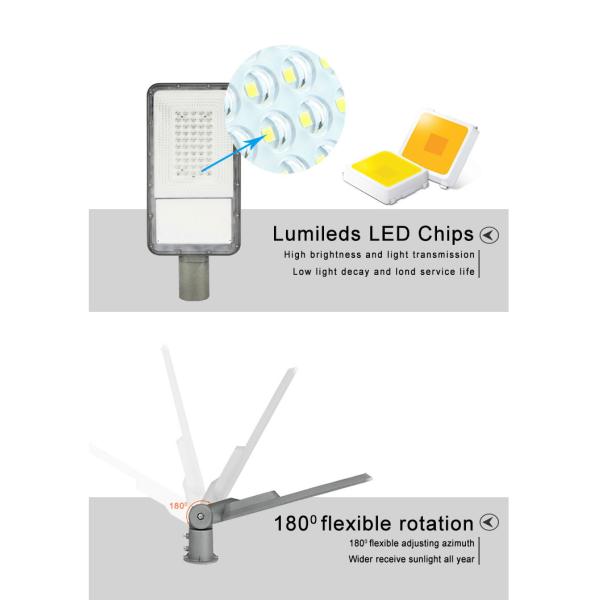 Industrial Aluminum Solar LED Street Lights 100 W 200 W 500 W With Pole