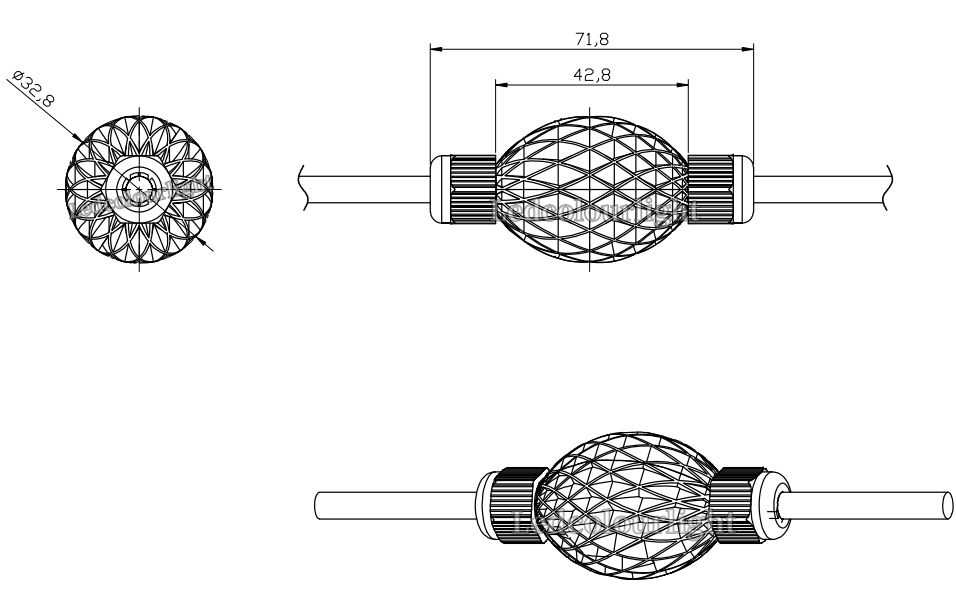 35mm Diameter DMX512 Controllable RGB LED Ball Light String with Custom Spacing