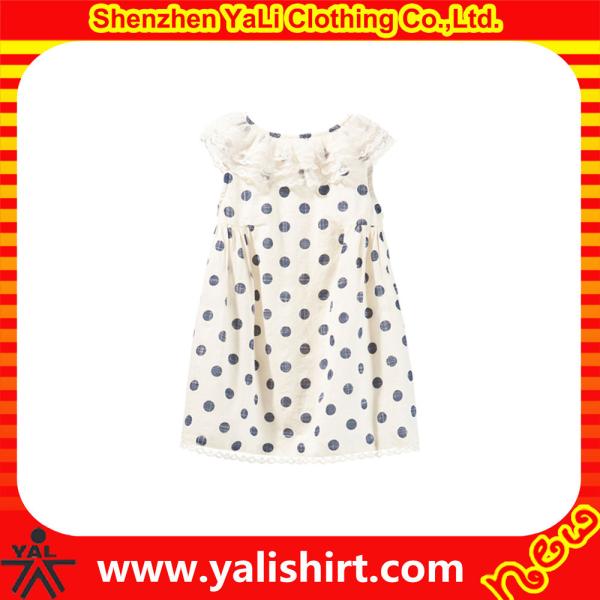 Lovely 100% cotton polka dot sleeveless kids girl casual summer dress