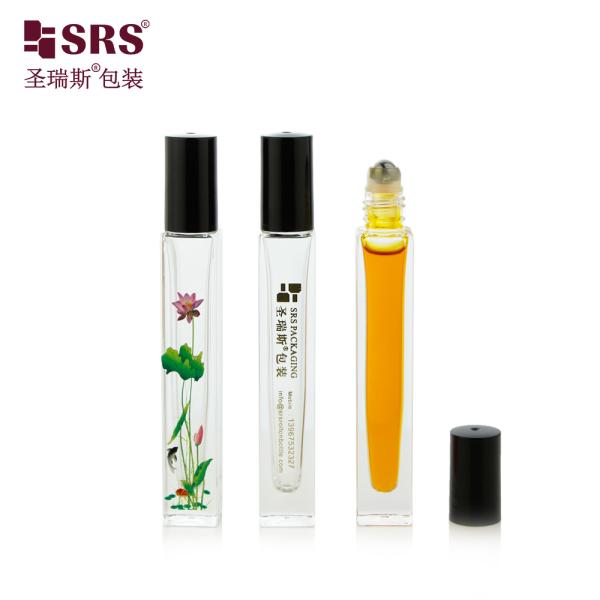 Square Shape Glass Roll On Bottle with Thick Wall and Custom Color for No Leakage No Scratching Essential Oil and Perfume