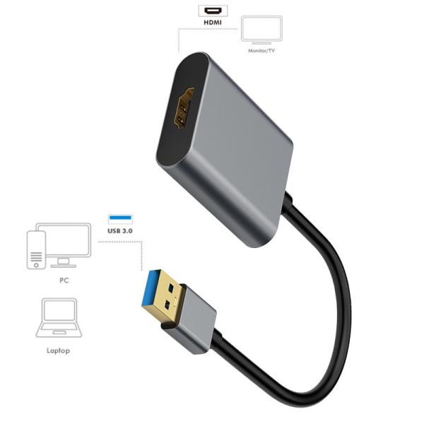 Résolution vidéo 1080p Station d'accueil graphique externe USB 3.0 pour USB-A/M vers HDMI/F
