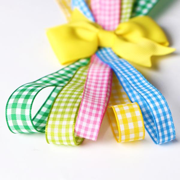 Custom Check Gingham Tartan Plaid 100% Polyester Ribbon Double Face Style