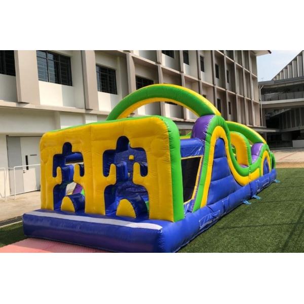 Замок голубой 8m раздувной полосы препятствий скача для малыша