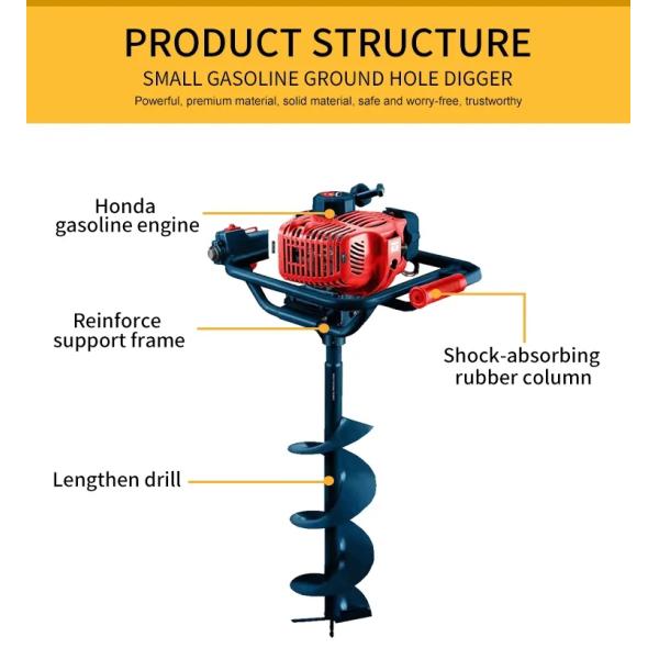 High Digging Power Small Type Garden Hole Tools Gasoline Earth Auger Drill Auger 7-80CM