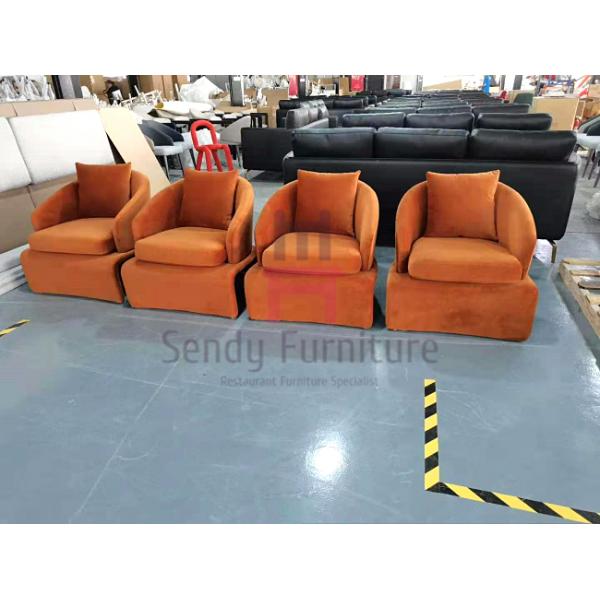 Fabric Plywood Brass Feet 0.8cbm Upholstered Sofa Chair