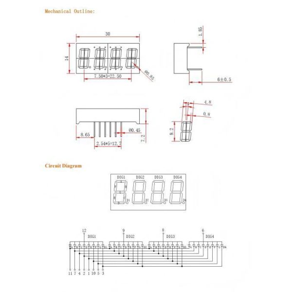 0.36 Inch 4 digit LED Seven Segment Display