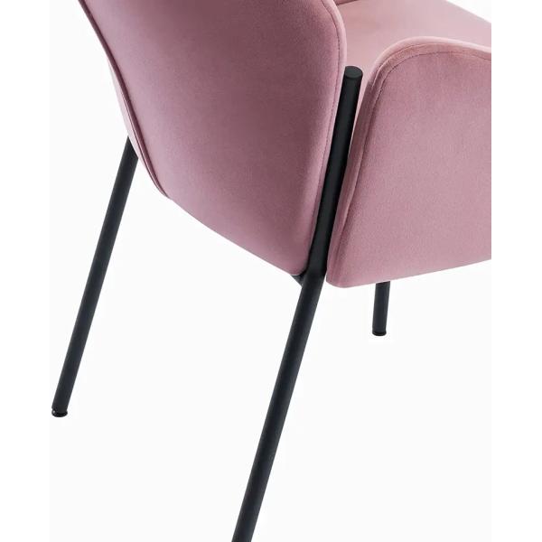 Anti Fading Velvet Modern Single Seater Chair Pink Color For Kitchen